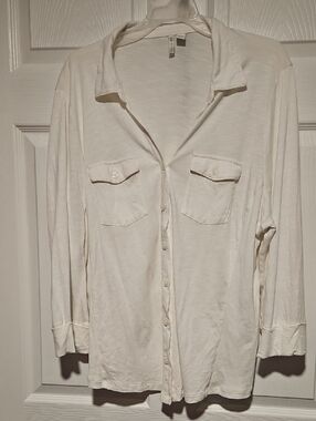 Cato White Button-Front Plus Size Top